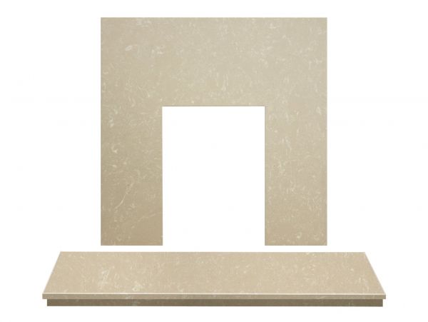 Adam Marble Back Panel and Hearth Set in Roman Stone, 48 Inch