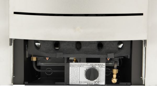 Adam Hera Slimline Gas Fire in Brushed Steel with Coal Bed