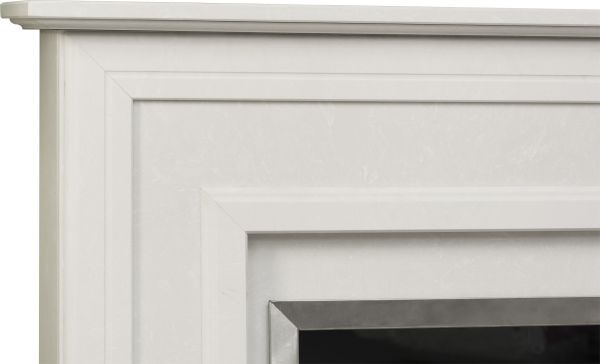 The Edmonton Fireplace in Perola with Adam Ontario Electric Fire in Brushed Steel, 48 Inch