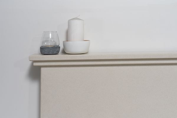 Adam Ashlea Marble Fireplace in Beige Stone