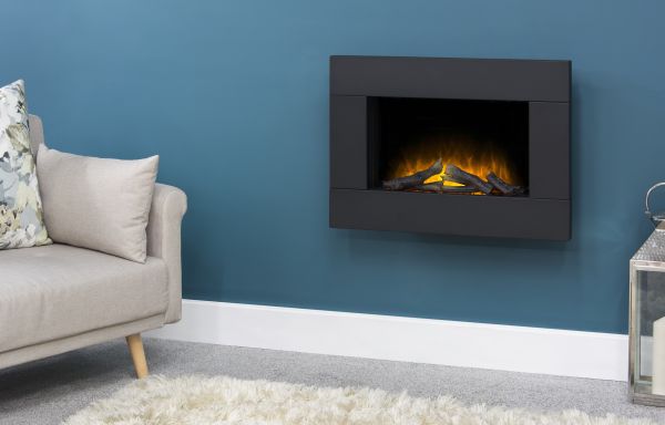 Adam Carina Electric Wall Mounted Fire with Remote Control in Black, 32 Inch