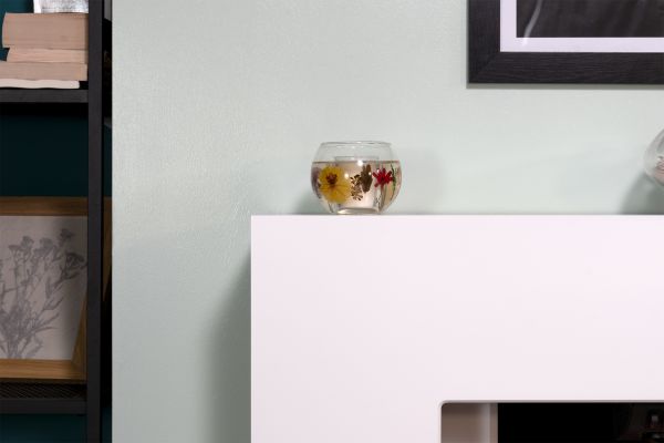 Adam Sambro Fireplace Suite in Pure White with Grey Shelf, 46 Inch