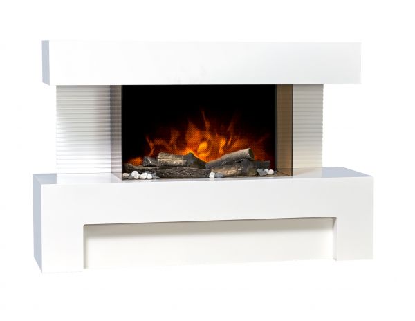Adam Alcor Electric Fireplace Suite with Remote Control in Pure White, 43 Inch