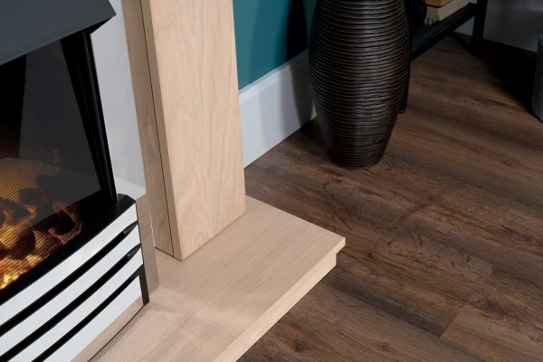 Adam Malmo in Oak & Black/Cream with Eclipse Electric Fire in Chrome, 39 Inch