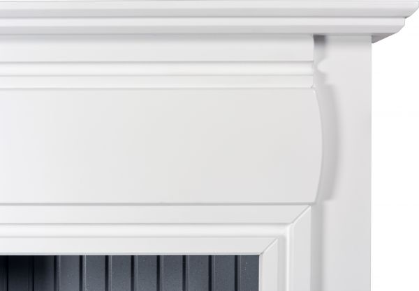 Adam Florence Stove Suite in Pure White with Woodhouse Electric Stove in Grey, 48 Inch