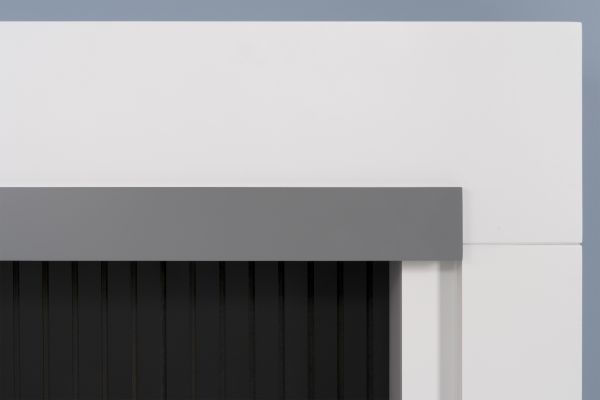 Adam Salzburg Stove Fireplace in Pure White with Grey Shelf, 39 Inch