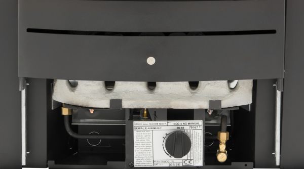 Adam Hera Slimline Gas Fire in Black with Pebble Bed