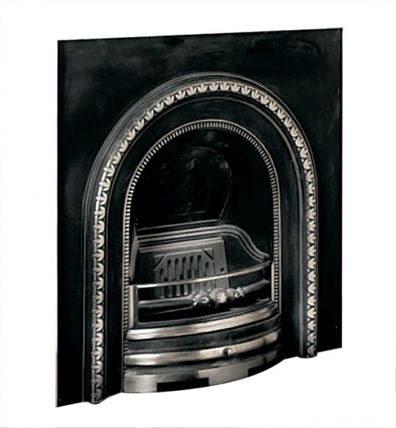Bedford Back Panel with Fret, Flap and Ashpan Cover in Cast Iron, 37 Inch