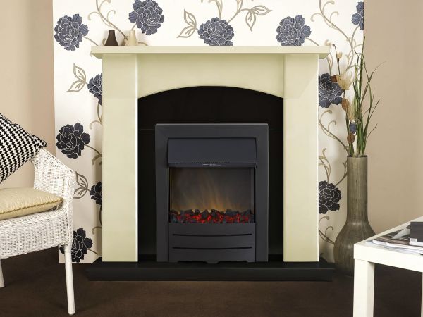Adam Holden Fireplace Suite in Cream with Colorado Electric Fire in Black, 39 Inch