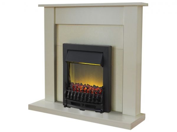 Adam Sutton Fireplace Suite in Cream with Blenheim Electric Fire in Black, 43 Inch