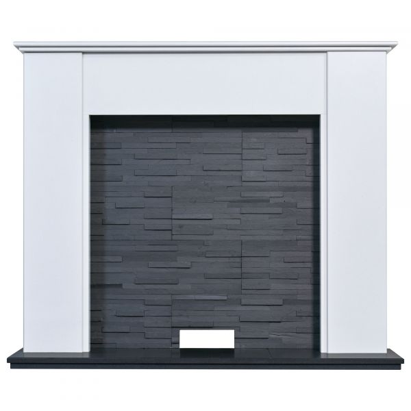 Adam Montara Stove Fireplace in Crystal White with Downlights, 54 Inch