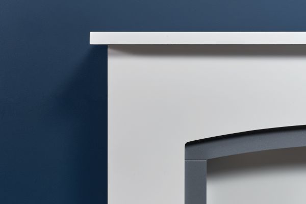 Adam Tuscany Fireplace in Pure White  & Grey with Comet Electric Fire in Brushed Steel, 48 Inch