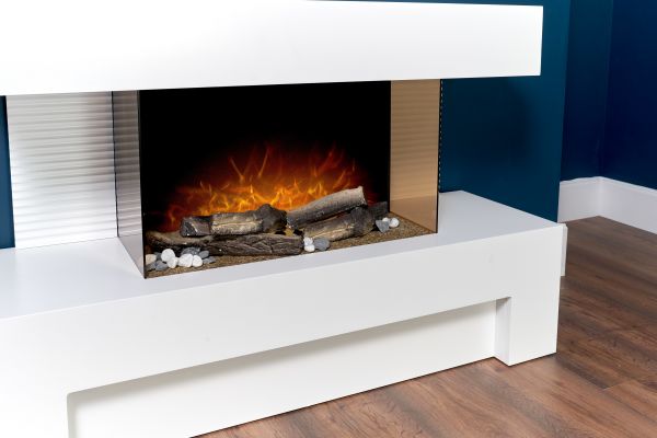 Adam Alcor Electric Fireplace Suite with Remote Control in Pure White, 43 Inch