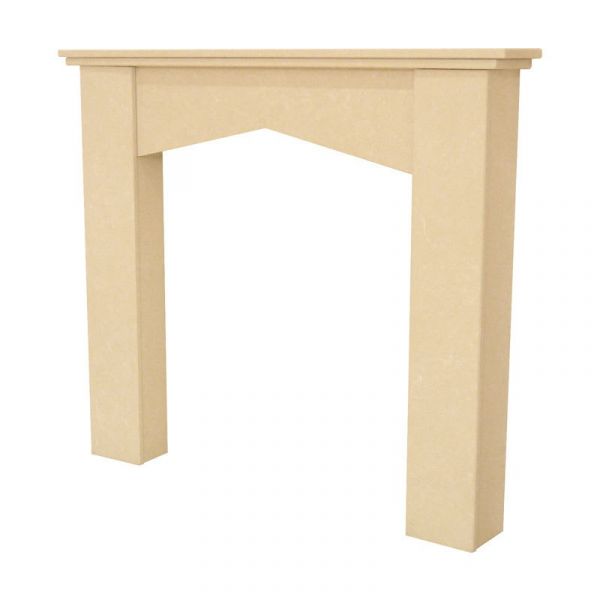 The Georgia Mantelpiece in Beige Stone with Downlights, 48 Inch