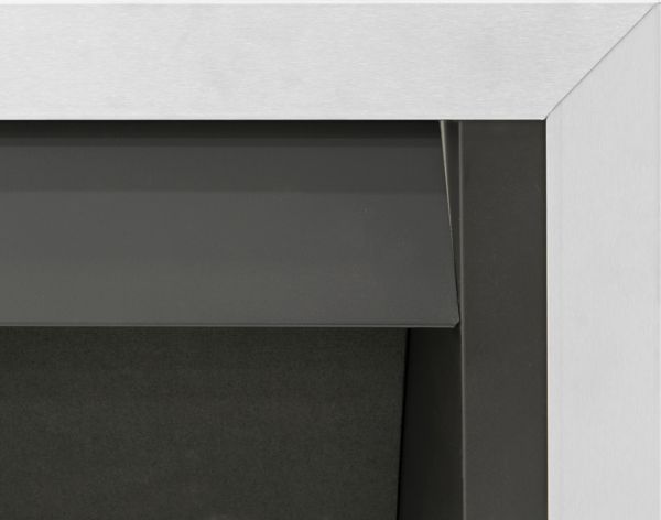 Adam Hera Slimline Gas Fire in Brushed Steel with Pebble Bed