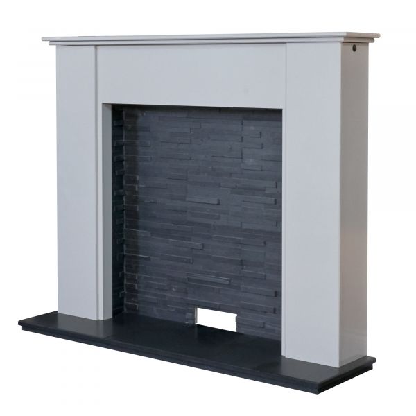 Adam Montara Stove Fireplace in Crystal White with Downlights, 54 Inch