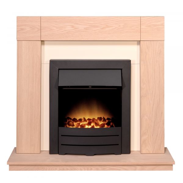 Adam Malmo in Oak & Black/Cream with Colorado Electric Fire in Black, 39 Inch