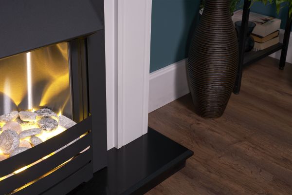 Adam Georgian Fireplace Suite in Pure White with Helios Electric Fire in Black, 39 Inch