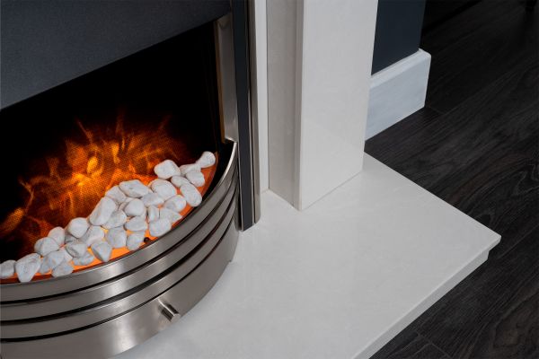 Adam Mini Trinity in Perola with Astralis 6-in-1 Electric Fire in Chrome, 42 Inch