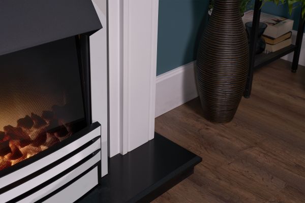 Adam Georgian Fireplace Suite in Pure White with Eclipse Electric Fire in Chrome, 39 Inch