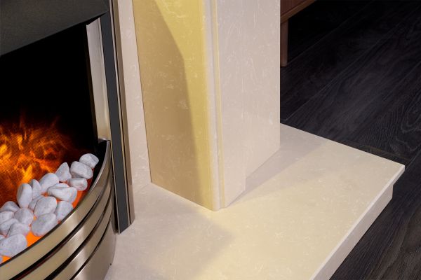 Adam Barrington Fireplace Suite in Roman Stone with Astralis 6-in-1 Electric Fire in Chrome, 54 Inch