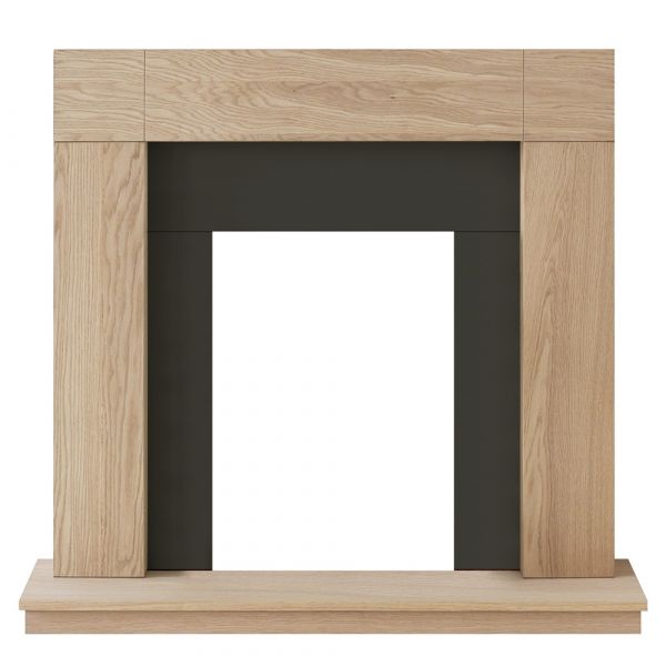 Adam Malmo Fireplace in Oak & Black/Cream, 39 Inch