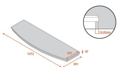 Adam Granite Stone Curved Hearth in Black, 54 Inch