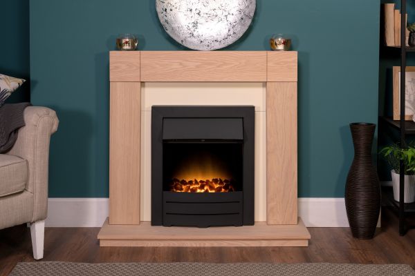 Adam Malmo in Oak & Black/Cream with Colorado Electric Fire in Black, 39 Inch