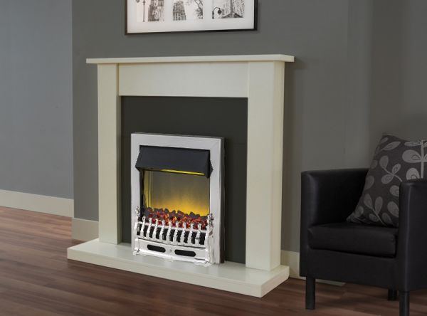 Adam Sutton Fireplace Suite in Cream with Blenheim Electric Fire in Chrome, 43 Inch