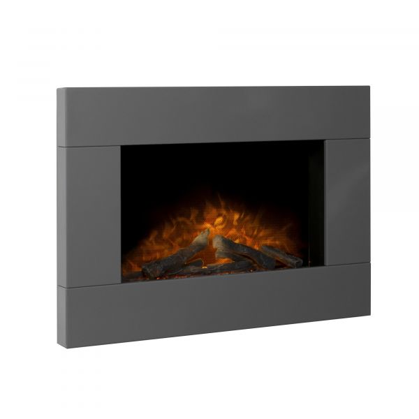 Adam Carina Electric Wall Mounted Fire with Remote Control in Satin Grey, 32 Inch
