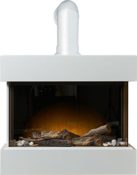 Adam Vega Electric Wall Mounted Fireplace Suite with Stove Pipe & Remote Control in Pure White