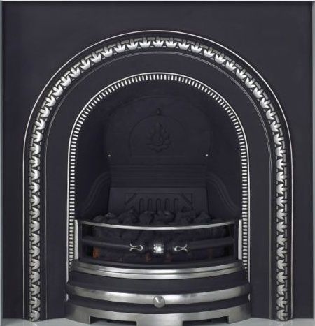 Bedford Back Panel with Fret, Flap and Ashpan Cover in Cast Iron, 37 Inch