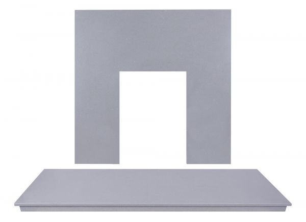 Adam Marble Back Panel and Hearth Set in Sparkly Grey, 48 Inch