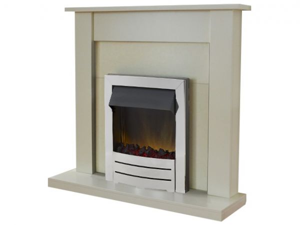 Adam Sutton Fireplace Suite in Cream with Colorado Electric Fire in Chrome, 43 Inch