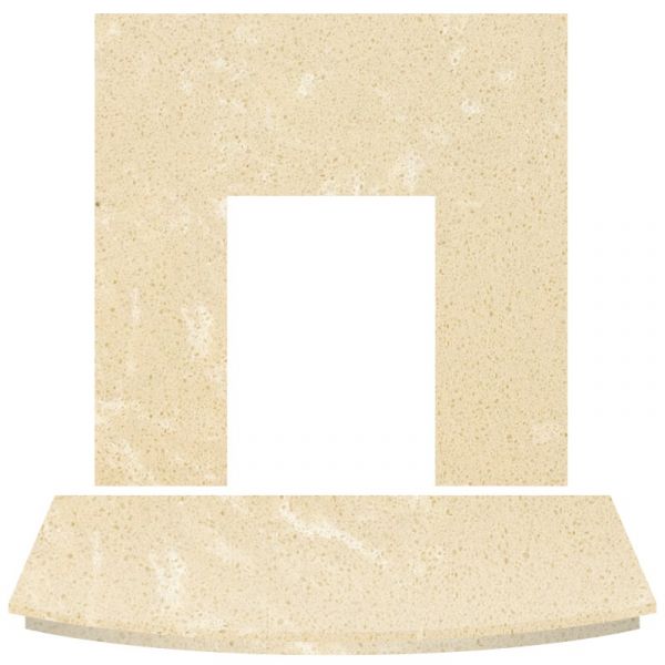 Adam Marble Back Panel and Curved Hearth Set in Roman Stone, 54 Inch