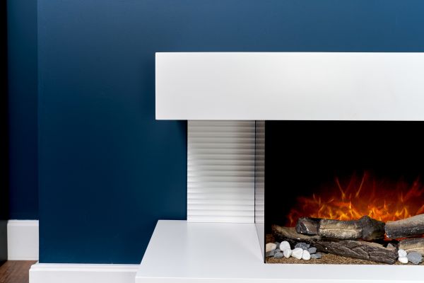 Adam Alcor Electric Fireplace Suite with Remote Control in Pure White, 43 Inch