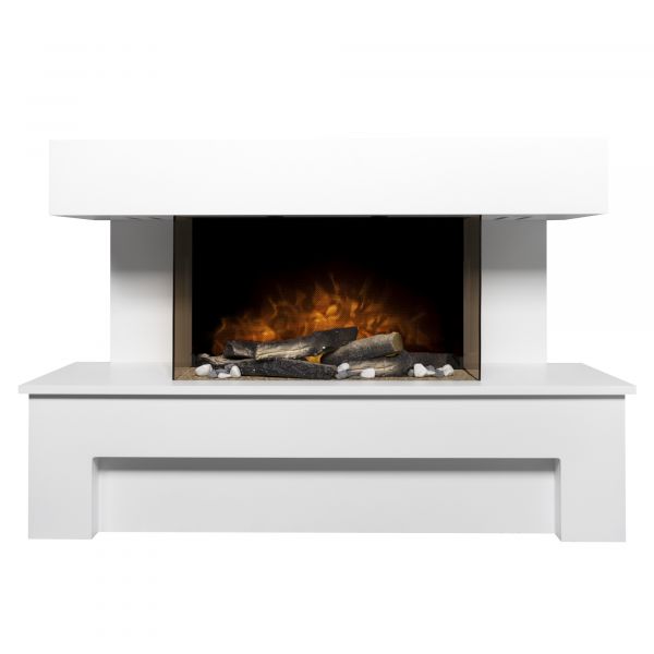 Adam Havana Fireplace Suite with Remote Control in Pure White, 43 Inch