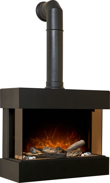 Adam Vega Electric Wall Mounted Fireplace Suite with Stove Pipe & Remote Control in Black