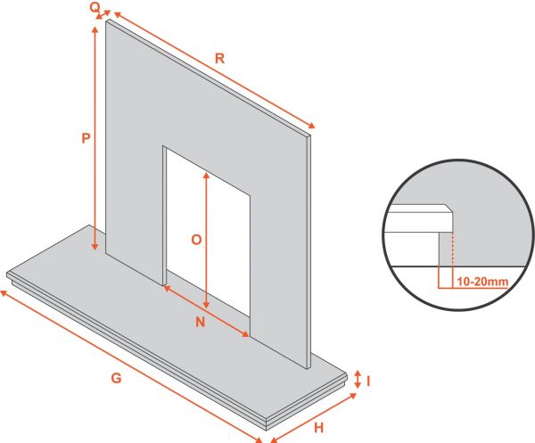 Adam Marble Back Panel and Hearth Set in Beige Stone, 48 Inch