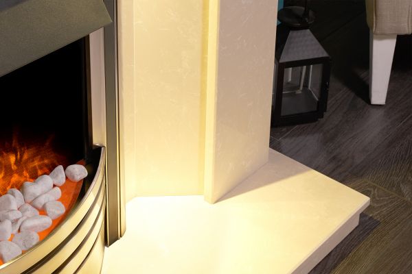 Adam Valetta Fireplace Suite in Roman Stone with Astralis 6-in-1 Electric Fire in Chrome, 48 Inch