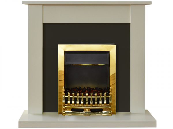 Adam Sutton Fireplace Suite in Cream with Blenheim Electric Fire in Brass, 43 Inch