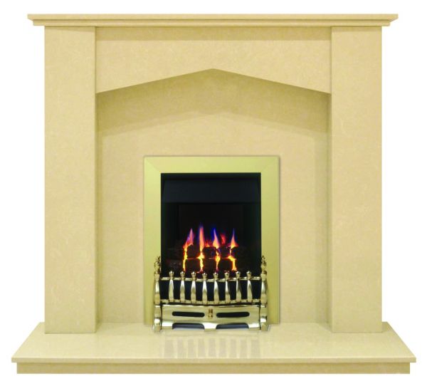 The Georgia Marble Fireplace in Beige Stone, 48 Inch