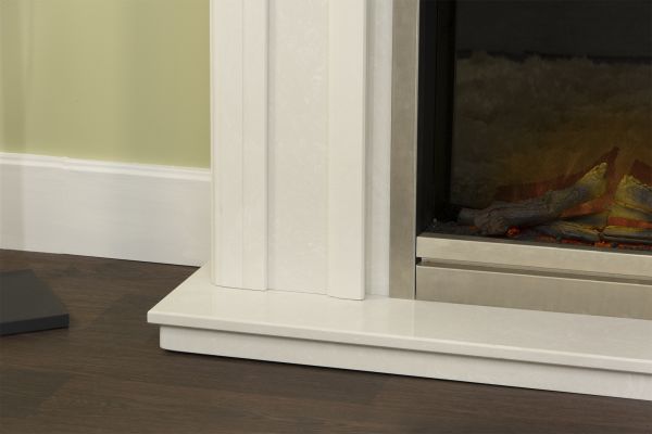 The Edmonton Fireplace in Perola with Adam Ontario Electric Fire in Brushed Steel, 48 Inch