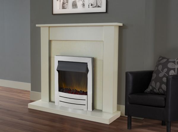 Adam Sutton Fireplace Suite in Cream with Colorado Electric Fire in Chrome, 43 Inch