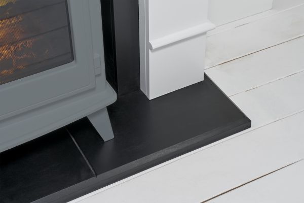 Adam Oxford Stove Suite in Pure White with Woodhouse Electric Stove in Grey, 48 Inch