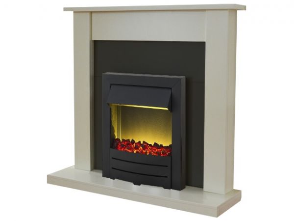 Adam Sutton Fireplace Suite in Cream with Colorado Electric Fire in Black, 43 Inch