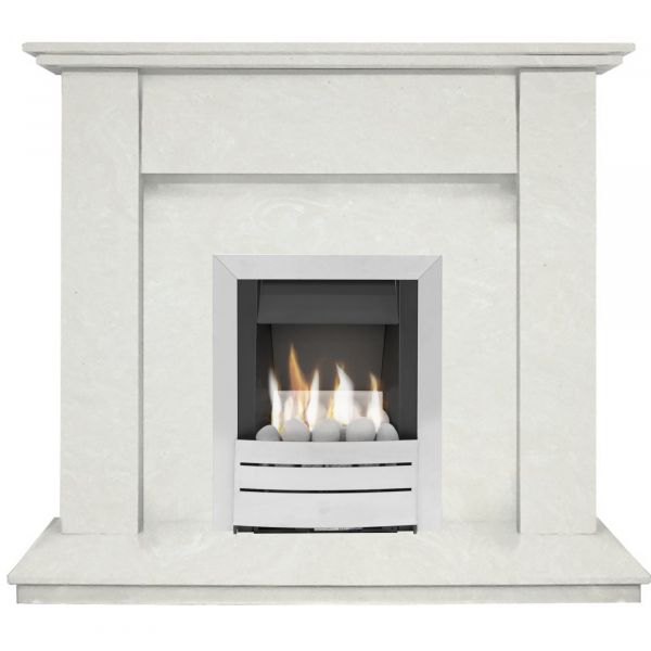 The Mini Trinity in Perola with Adam Hera Gas Fire in Brushed Steel, 42 Inch