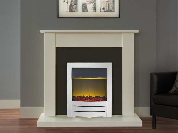 Adam Sutton Fireplace Suite in Cream with Colorado Electric Fire in Chrome, 43 Inch