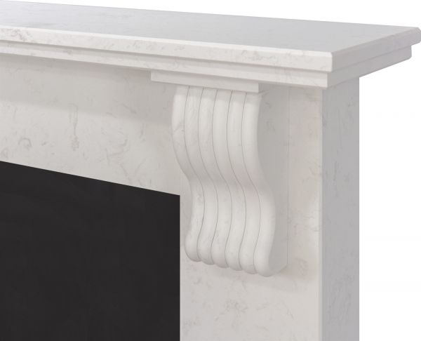 The Tewkesbury Fireplace in Ariston White with Bedford Back Panel Set & Gas Fire, 54 Inch