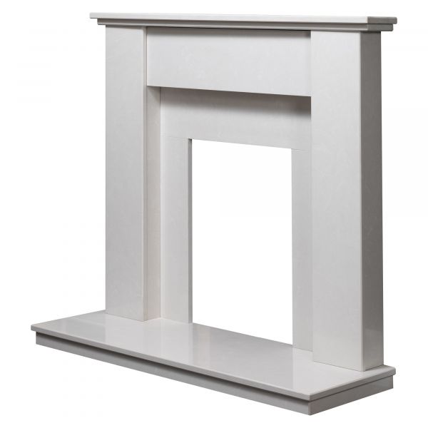 Adam Mini Trinity Marble Fireplace in Perola
